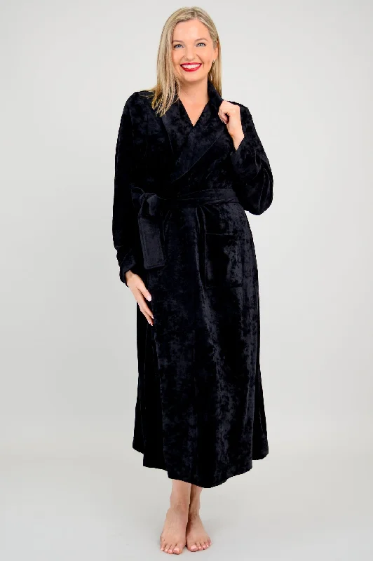 Velvet Robe, Black, Bamboo