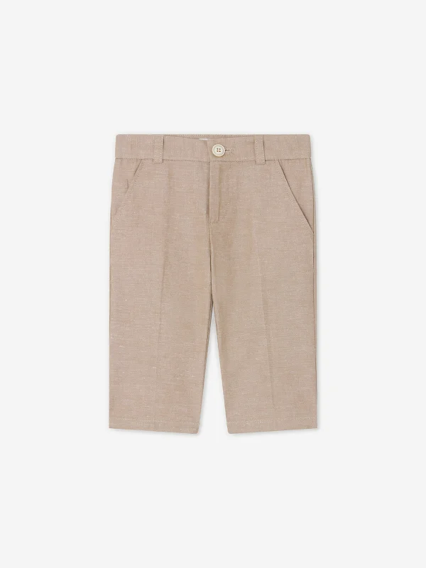 Bonpoint Baby Boys Linen Decibel Suit Trousers in Brown