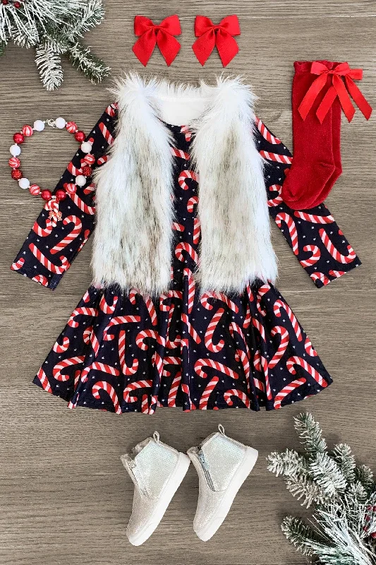 Black Candy Cane Winter Dress