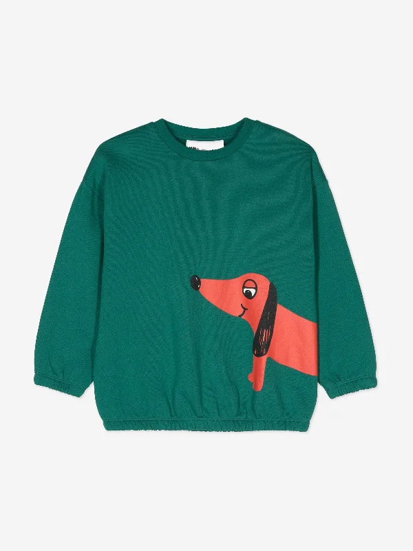 Mini Rodini Kids Dog Sweatshirt in Green