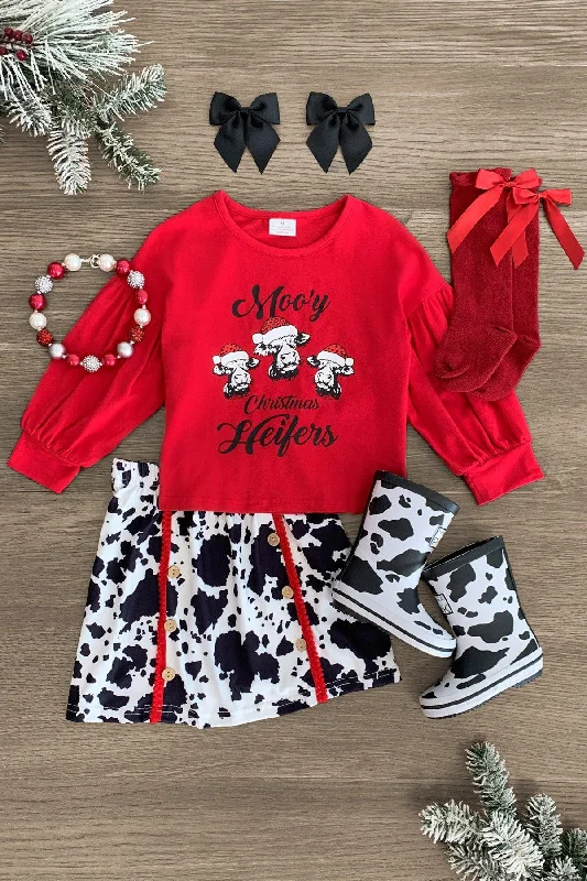 "Moo'y Christmas Heifers" Skirt Set