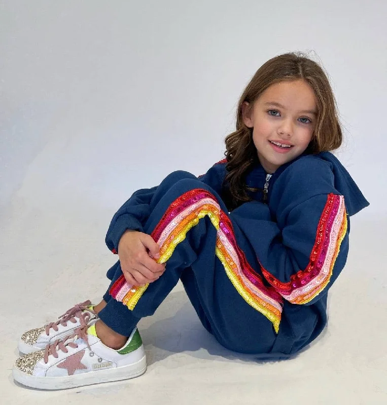 Navy Sequin Hoodie Trackset