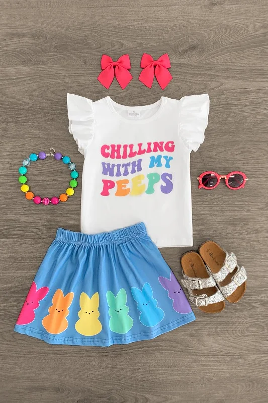 "Chilling With My Peeps" Skirt Set