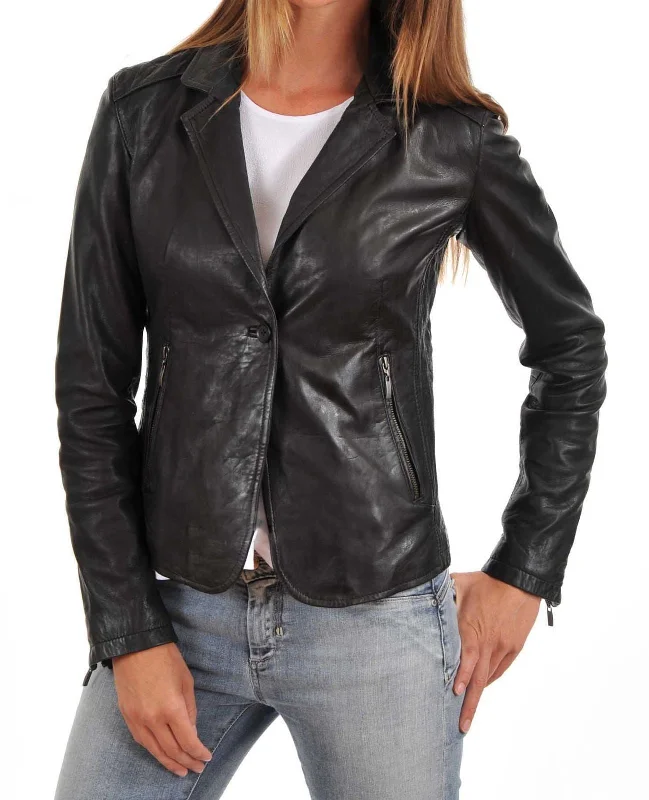 Koza Leathers Women's Real Lambskin Leather Blazer BW001