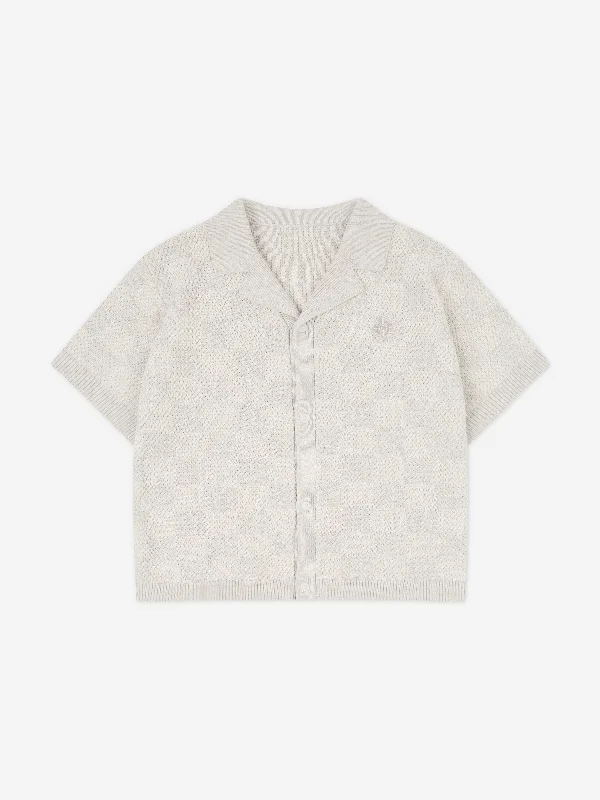 The Couture Club Kids Knitted Checkerboard Shirt in Grey