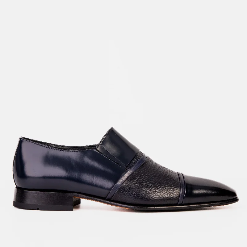 The Everest Navy Leather Cap Toe Dress Loafer Men Shoe