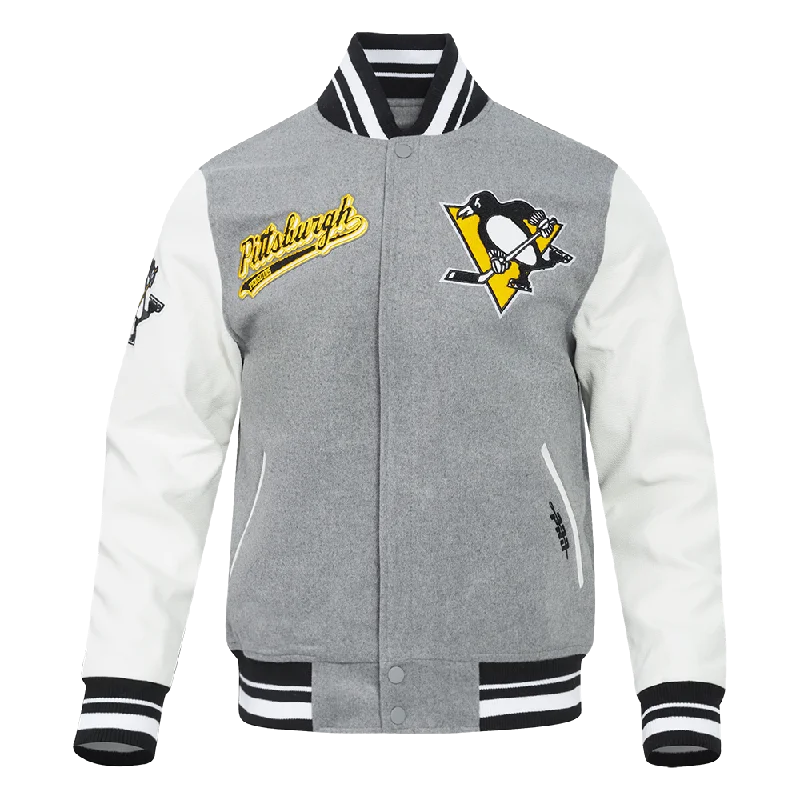 NHL PITTSBURGH PENGUINS SCRIPT TAIL MEN'S RIB WOOL VARSITY (HEATHER GREY/WHITE/BLACK)