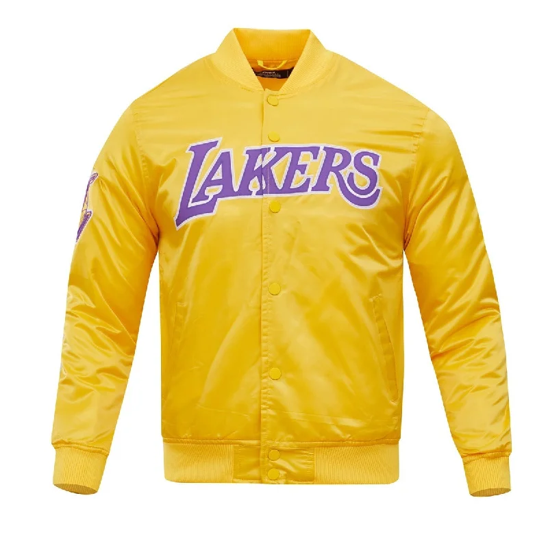 NBA LOS ANGELES LAKERS BIG LOGO MEN'S SATIN JACKET (YELLOW)