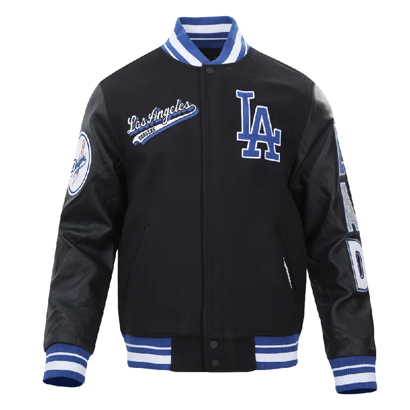 MLB LOS ANGELES DODGERS SCRIPT TAIL MEN'S RIB WOOL VARSITY (BLACK/DODGER BLUE)