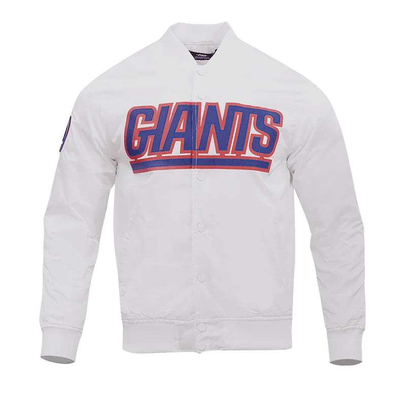 NFL NEW YORK GIANTS WORDMARK MEN'S SATIN JACKET (WHITE)