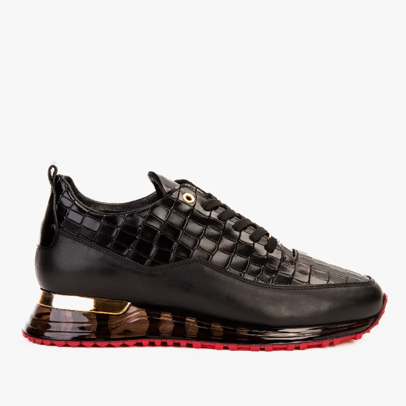 The Marseille Black Leather Men Sneaker