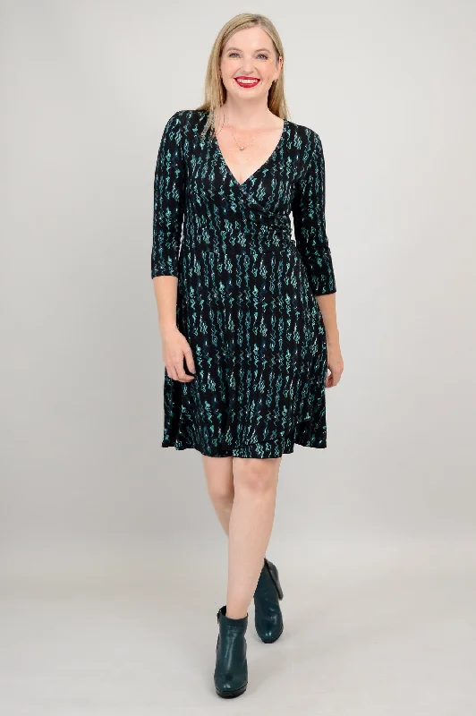 Suzanne 3/4 Slv Dress, Teal Abstract, Bamboo - Final Sale