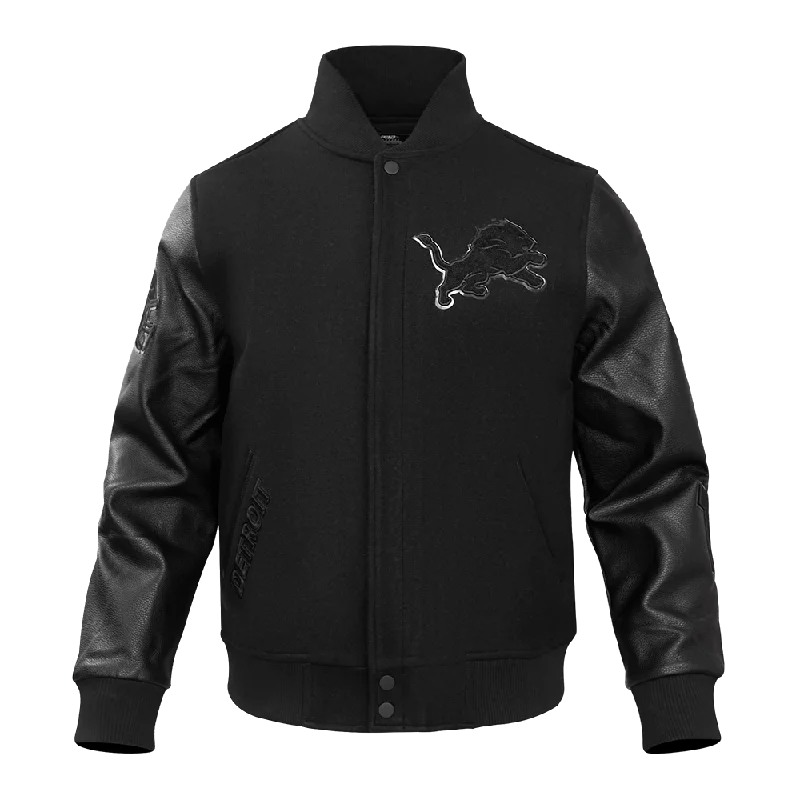 NFL DETROIT LIONS TRIPLE BLACK MEN'S MEN'S WOOL VARSITY JACKET (TRIPLE BLACK)