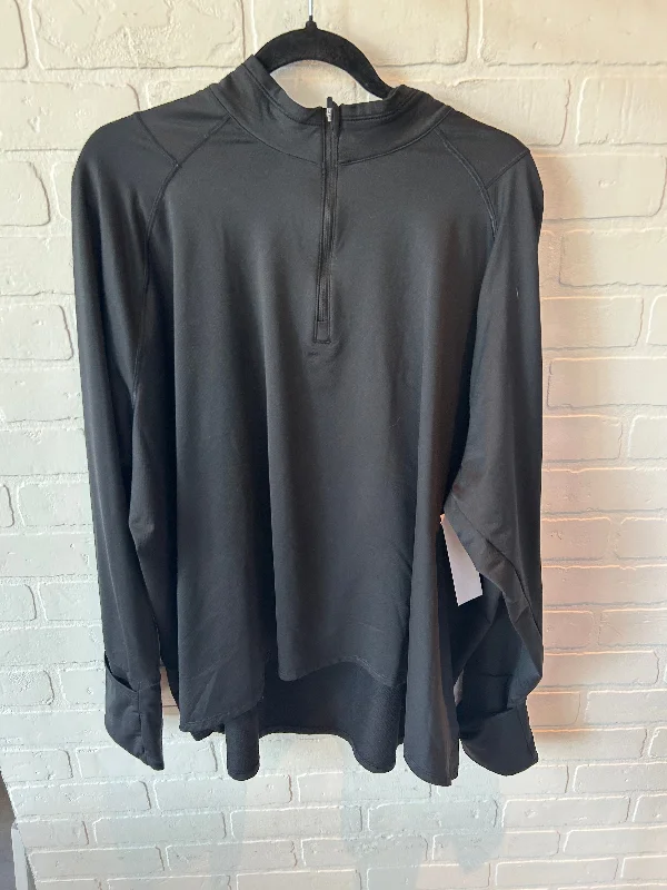 Athletic Top Long Sleeve Collar By Athleta In Black, Size: 3x