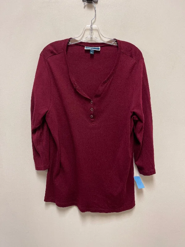 Top Long Sleeve Basic By Karen Scott In Red, Size: 1x