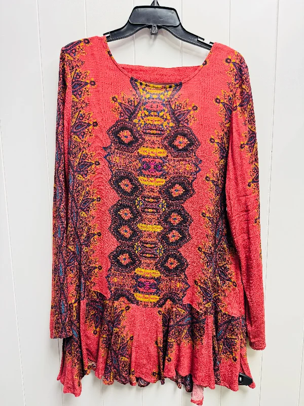 Tunic Long Sleeve By Free People In Black & Orange, Size: L