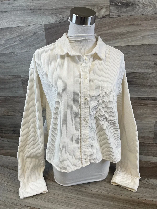 Top Long Sleeve By American Eagle In Cream, Size: M