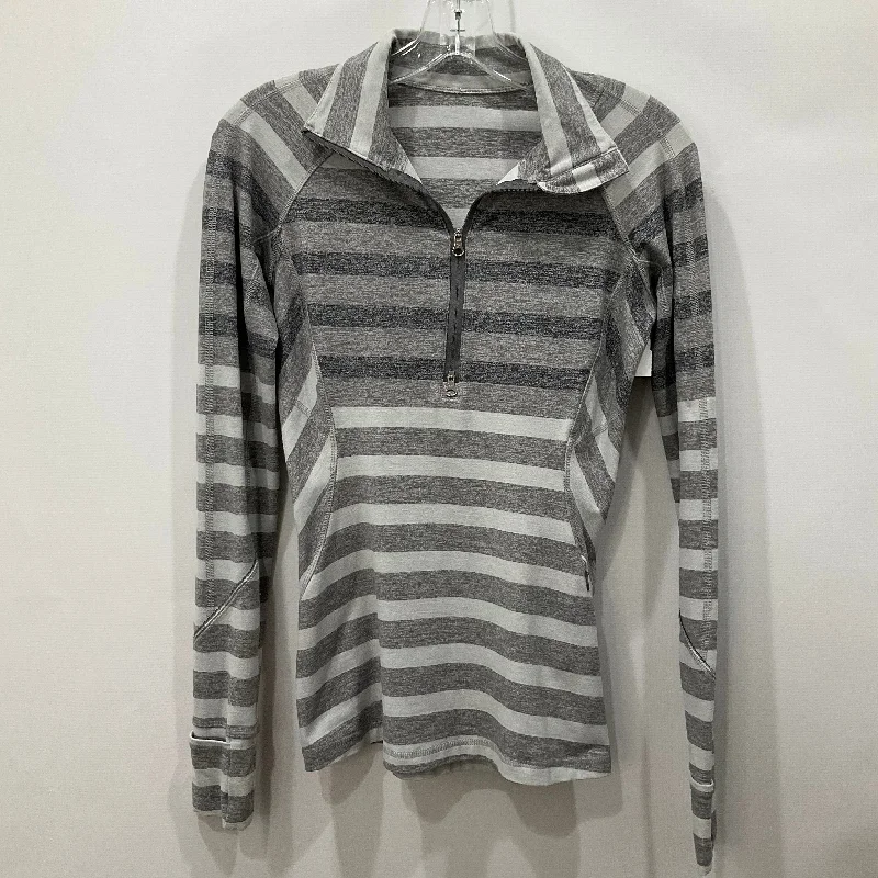 Athletic Top Long Sleeve Collar By Lululemon In Striped Pattern, Size: 4