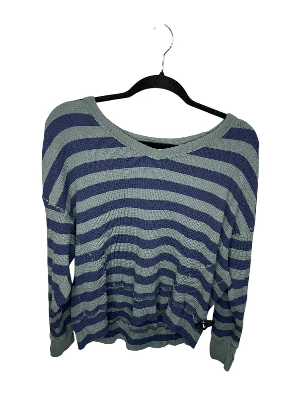 Top Long Sleeve By Aerie In Striped Pattern, Size: M