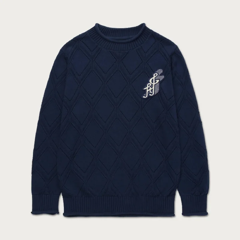 Diamond Knit Sweater In Navy