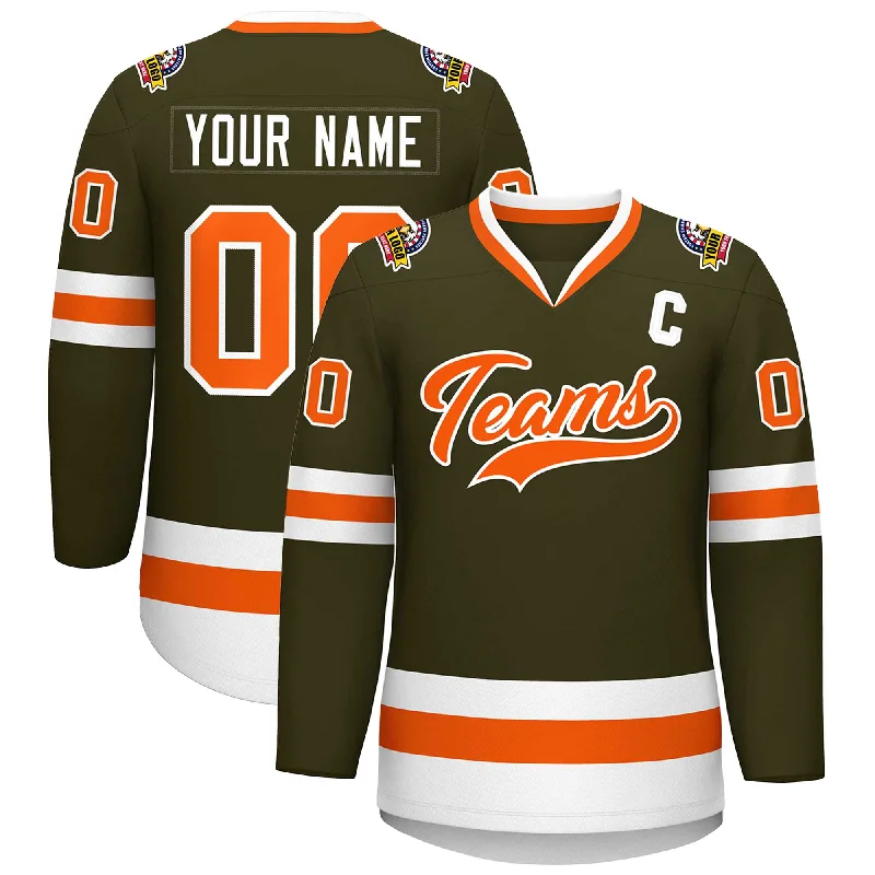 Custom Olive Orange-White Classic Style Hockey Jersey