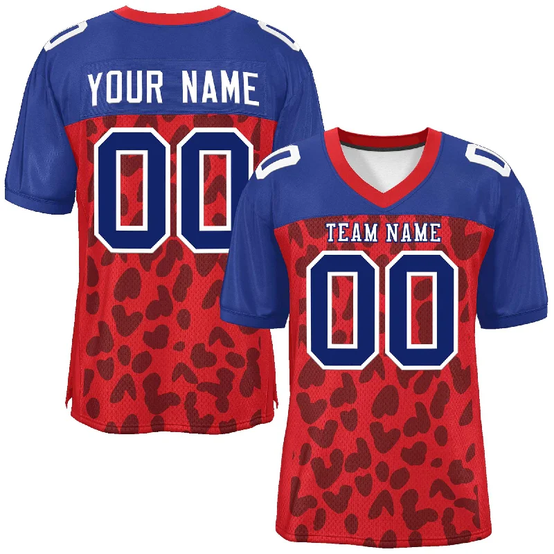 Custom Red Royal Raglan Sleeves Personalized Camo Authentic Football Jersey