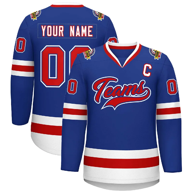 Custom Royal Red Royal-White Classic Style Hockey Jersey