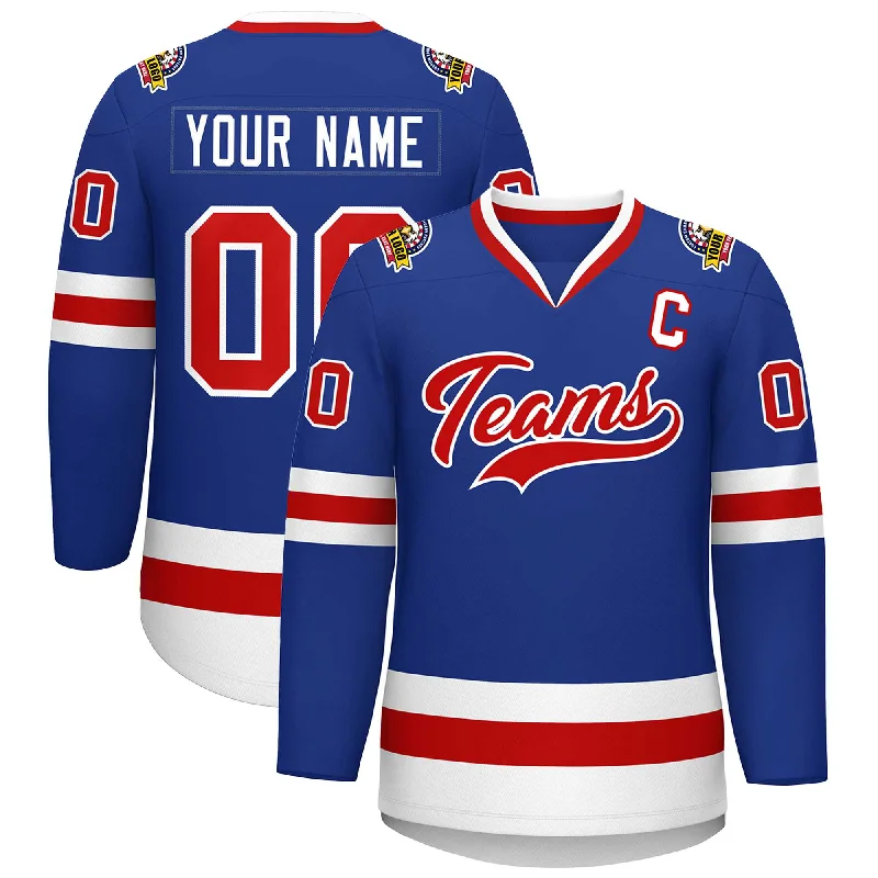 Custom Royal Red-White Classic Style Hockey Jersey