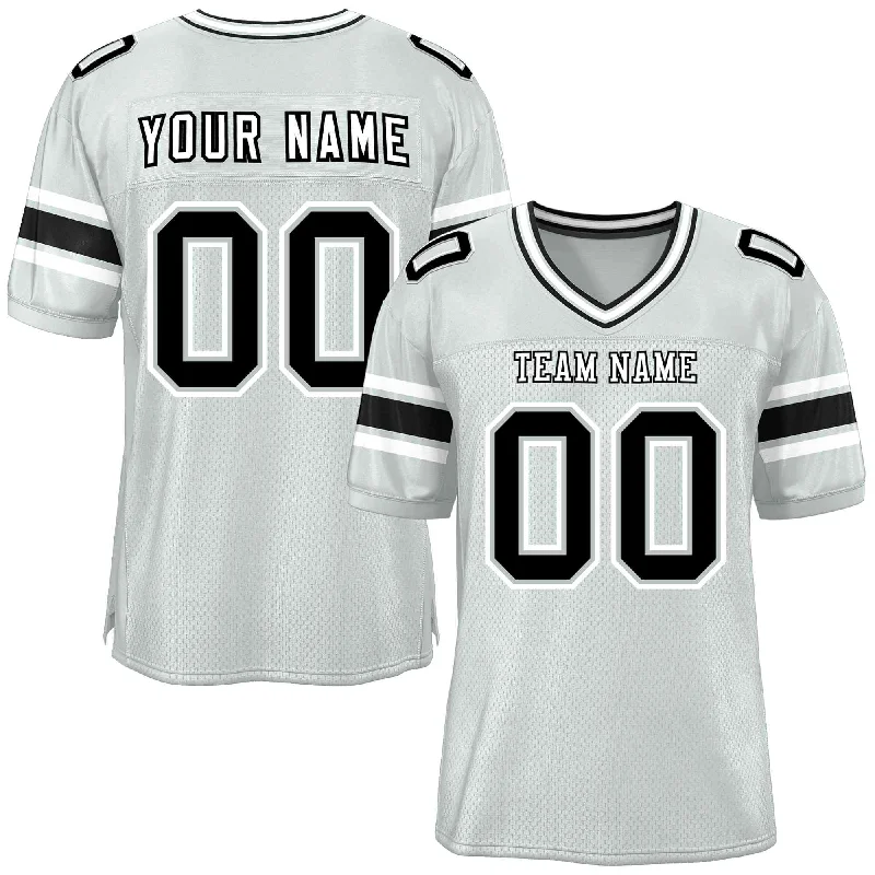 Custom Silver Personalized Classic Authentic Football Jersey